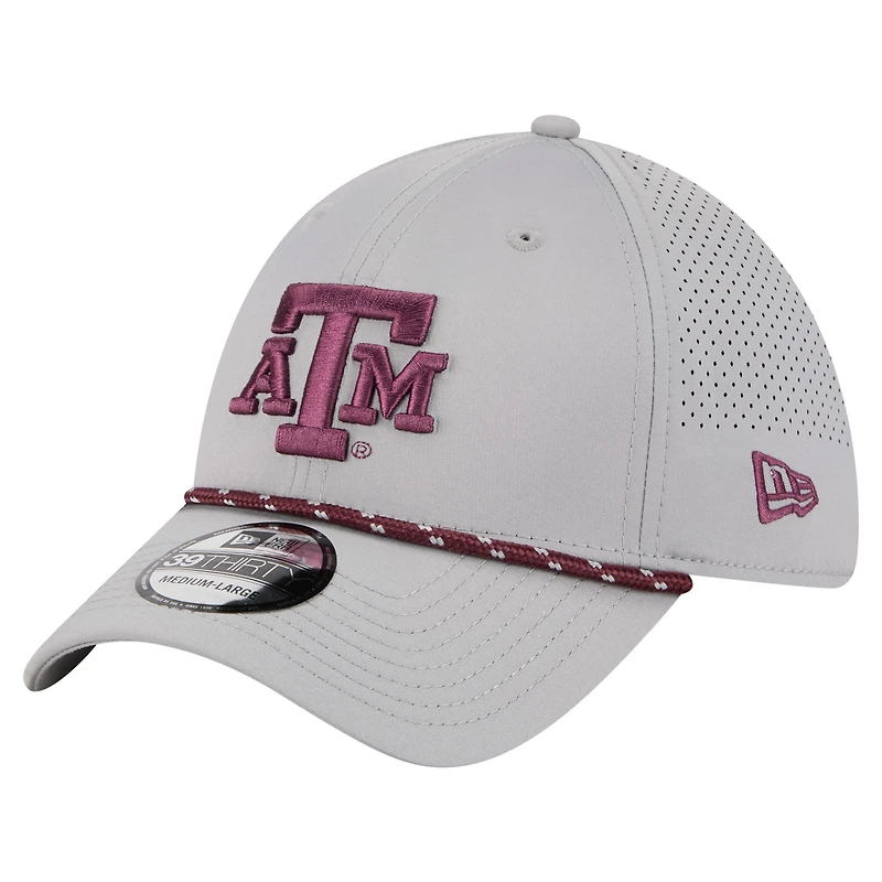 Men's New Era  Gray Texas A&M Aggies Rope 39THIRTY Flex Hat