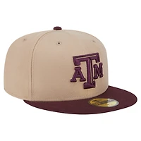 Casquette ajustée bicolore 59FIFTY kaki Texas A&M Aggies de New Era pour homme