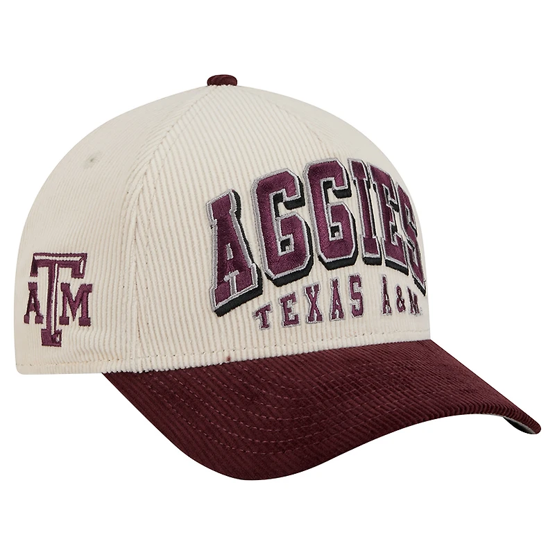 Men's New Era Maroon/Cream Texas A&M Aggies Arch Two-Tone Corduroy 9FORTY A-Frame Adjustable Hat