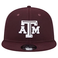 Casquette de camionneur à visière plate New Era 9FIFTY Texas A&M Aggies marron pour homme