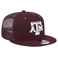 Casquette de camionneur à visière plate New Era 9FIFTY Texas A&M Aggies marron pour homme