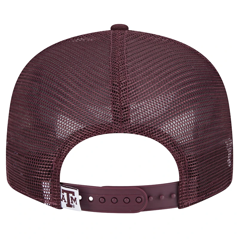 Casquette de camionneur à visière plate New Era 9FIFTY Texas A&M Aggies marron pour homme