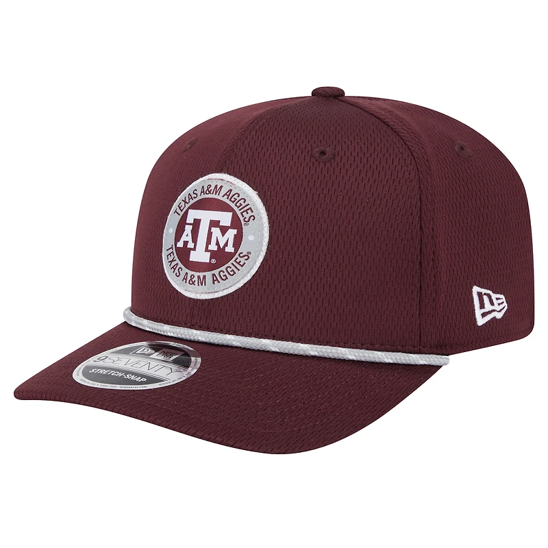 Casquette extensible à boutons-pression COOLERA 9SEVENTY Texas A&M Aggies de New Era pour homme, marron