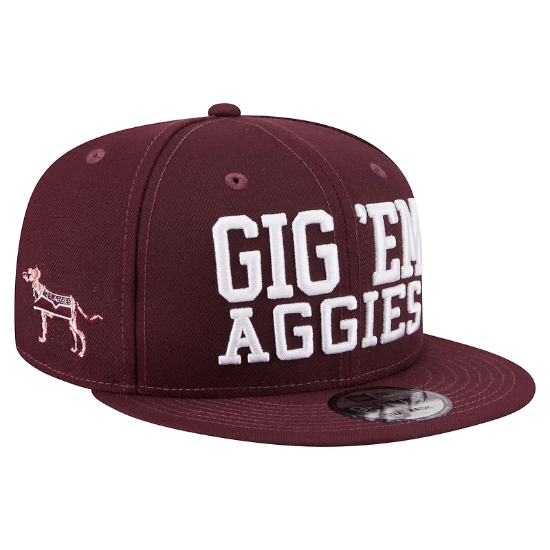 Casquette snapback New Era bordeaux Texas A&M Aggies Go Team 9FIFTY pour homme