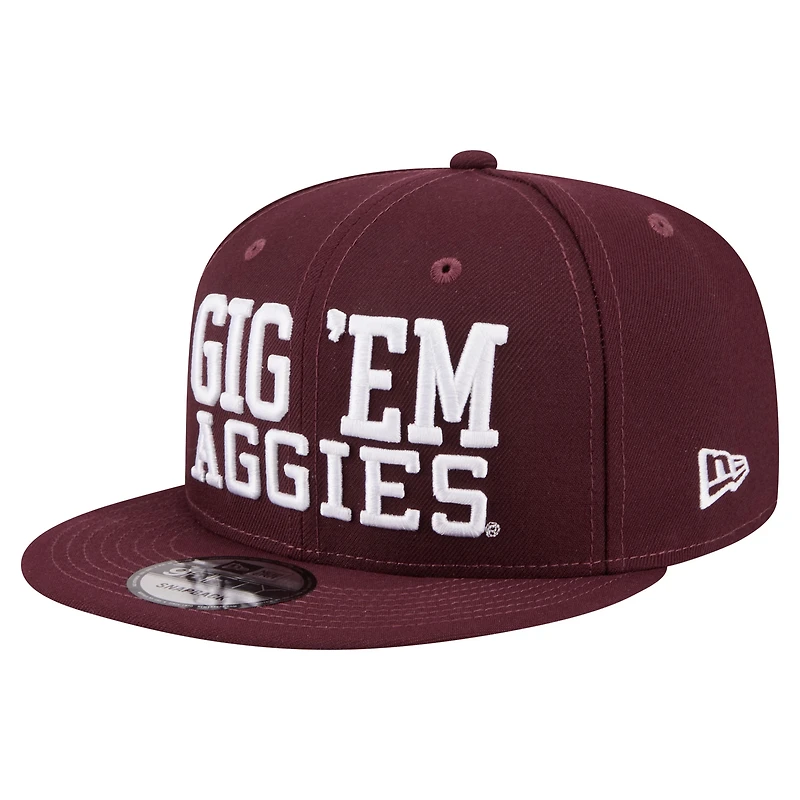 Casquette snapback New Era bordeaux Texas A&M Aggies Go Team 9FIFTY pour homme