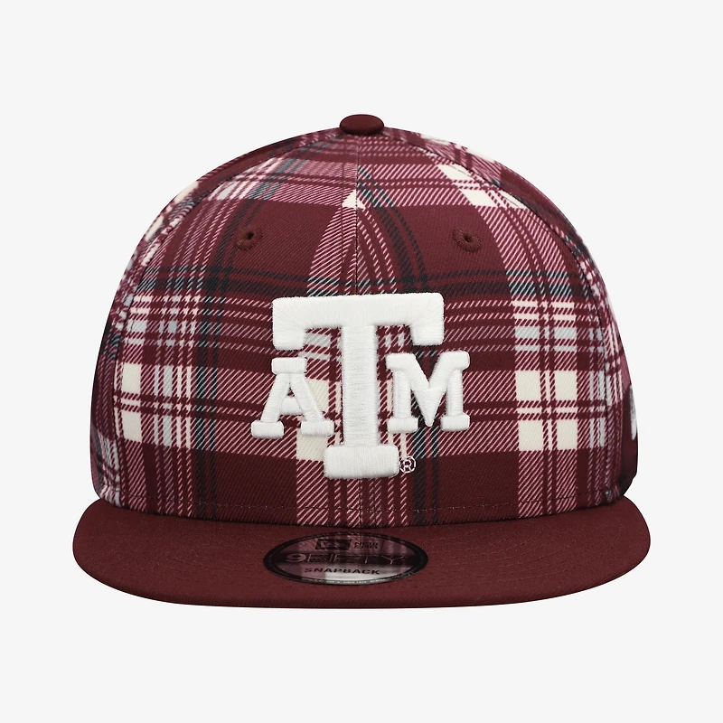 Men's New Era Maroon Texas A&M Aggies Plaid 9FIFTY Snapback Hat