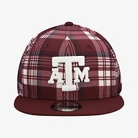 Men's New Era Maroon Texas A&M Aggies Plaid 9FIFTY Snapback Hat