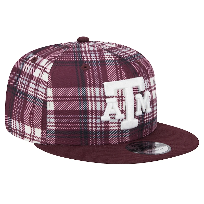 Men's New Era Maroon Texas A&M Aggies Plaid 9FIFTY Snapback Hat
