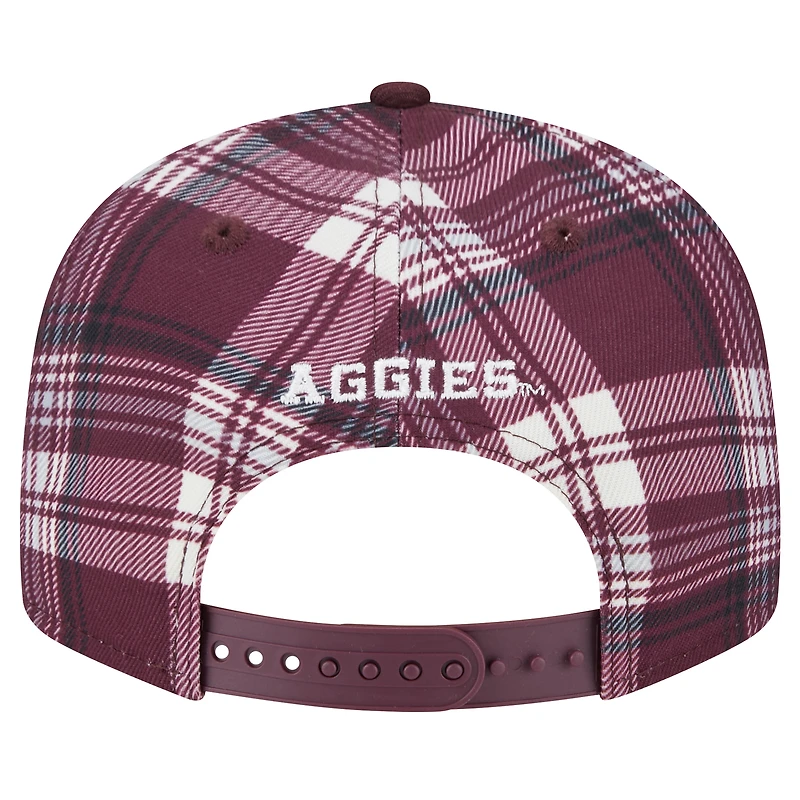 Men's New Era Maroon Texas A&M Aggies Plaid 9FIFTY Snapback Hat