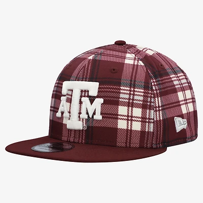 Men's New Era Maroon Texas A&M Aggies Plaid 9FIFTY Snapback Hat