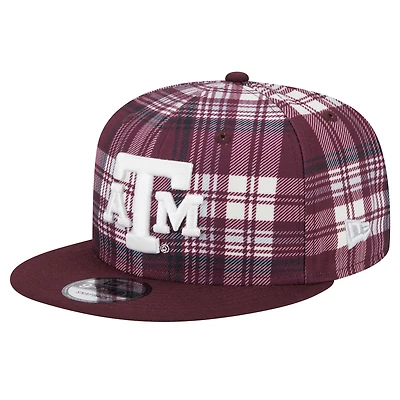 Men's New Era Maroon Texas A&M Aggies Plaid 9FIFTY Snapback Hat