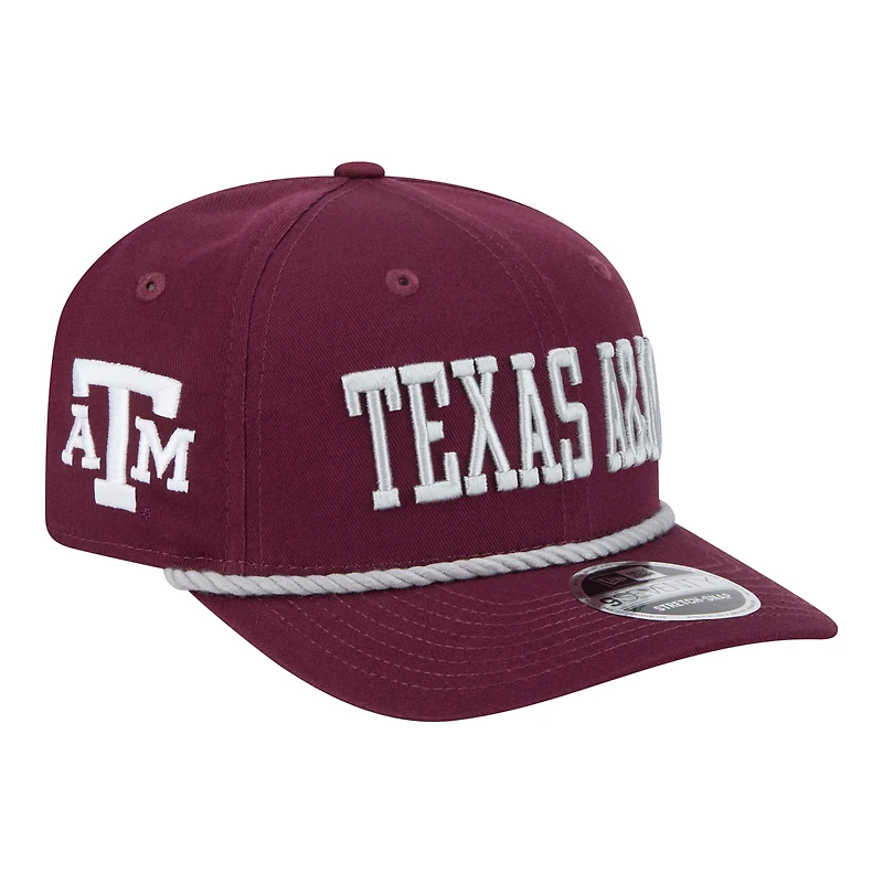 Casquette New Era bordeaux Texas A&M Aggies Wordmark Rope 9SEVENTY pour homme