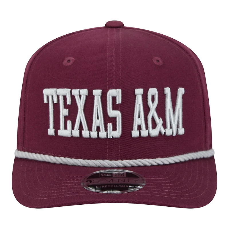 Men's New Era Maroon Texas A&M Aggies Wordmark Rope 9SEVENTY Stretch-Snap Hat