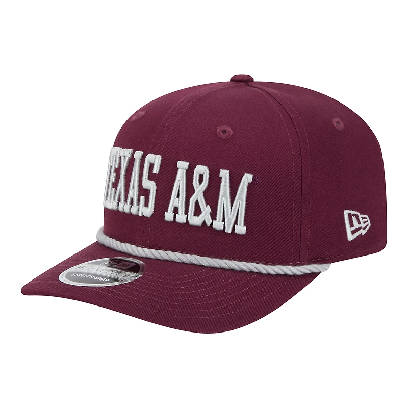 Casquette New Era bordeaux Texas A&M Aggies Wordmark Rope 9SEVENTY pour homme
