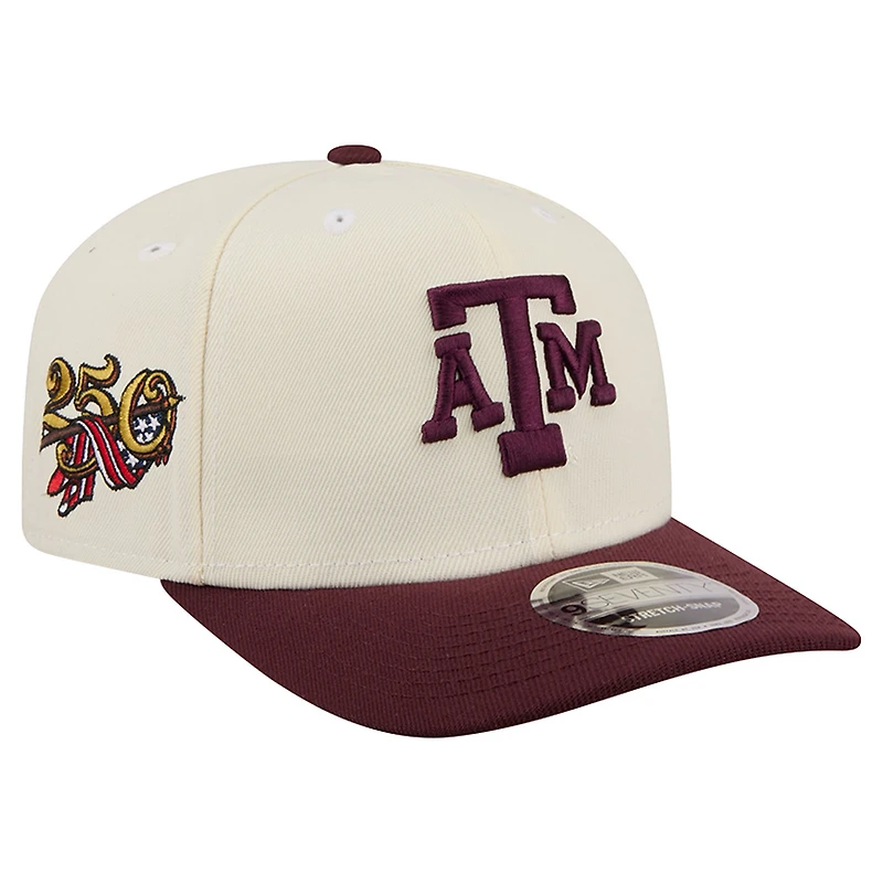 Casquette ajustable New Era blanche/bordeaux Texas A&M Aggies America's 250th 9SEVENTY pour homme