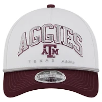 Men's New Era White/Maroon Texas A&M Aggies Arch Two-Tone Rope 9FORTY A-Frame M-Crown Adjustable Hat