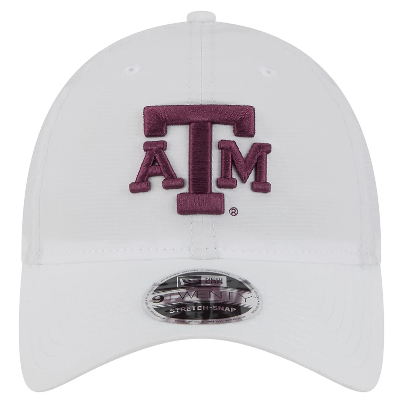 Casquette ajustable New Era blanche Texas A&M Aggies Active Ripstop 9TWENTY pour homme