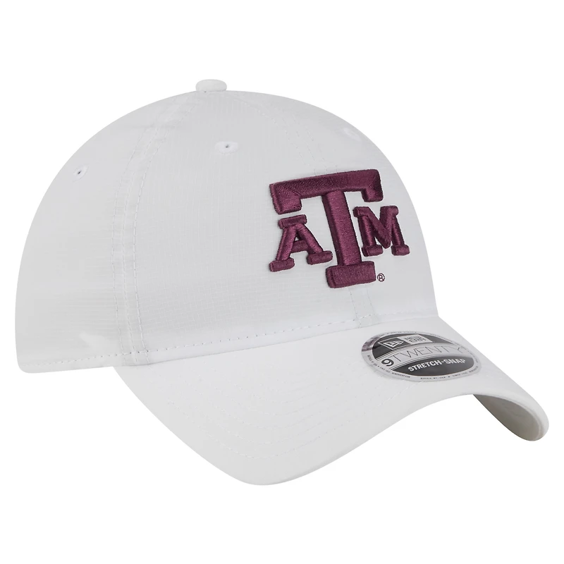 Casquette ajustable New Era blanche Texas A&M Aggies Active Ripstop 9TWENTY pour homme