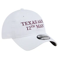 Casquette ajustable 9TWENTY blanche New Era pour homme, Texas A&M Aggies