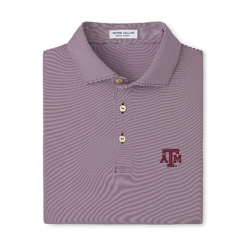 Polo Peter Millar bordeaux à rayures jubilé pour homme, Texas A&M Aggies