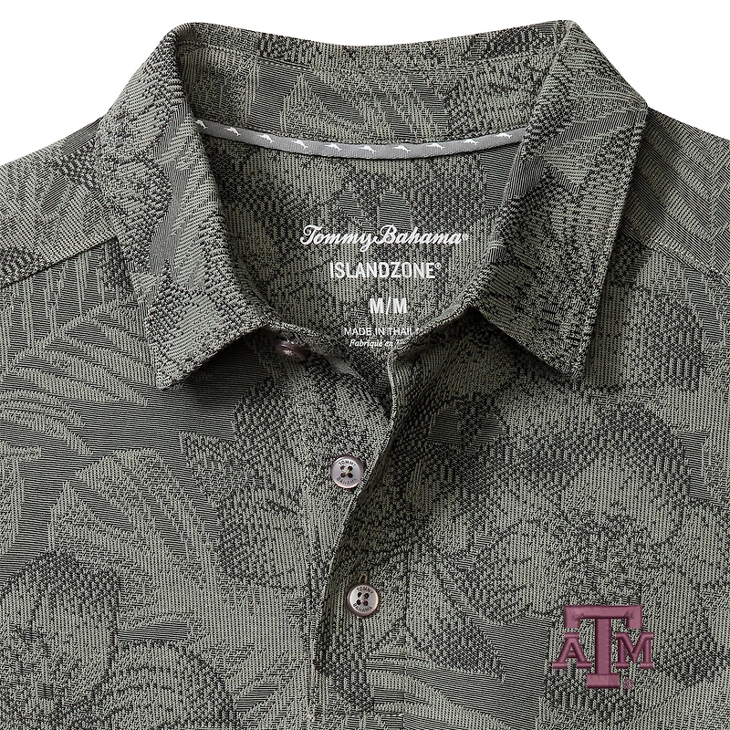Polo Tommy Bahama gris Texas A&M Aggies Palm Fresco Hibiscus IslandZone® pour homme