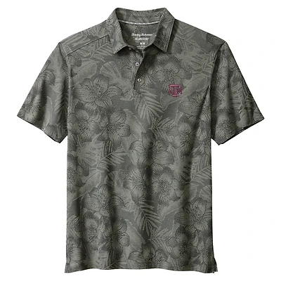 Men's Tommy Bahama Gray Texas A&M Aggies Palm Fresco Hibiscus IslandZone® Polo