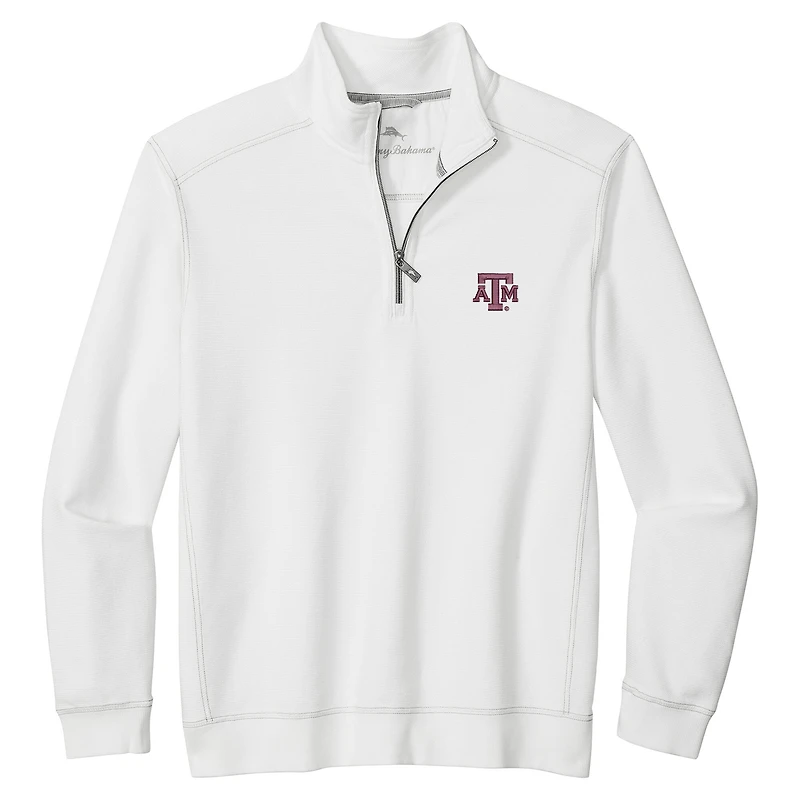 Veste Tommy Bahama blanche pour homme, Texas A&M Aggies, demi-zippée, Montego Bay
