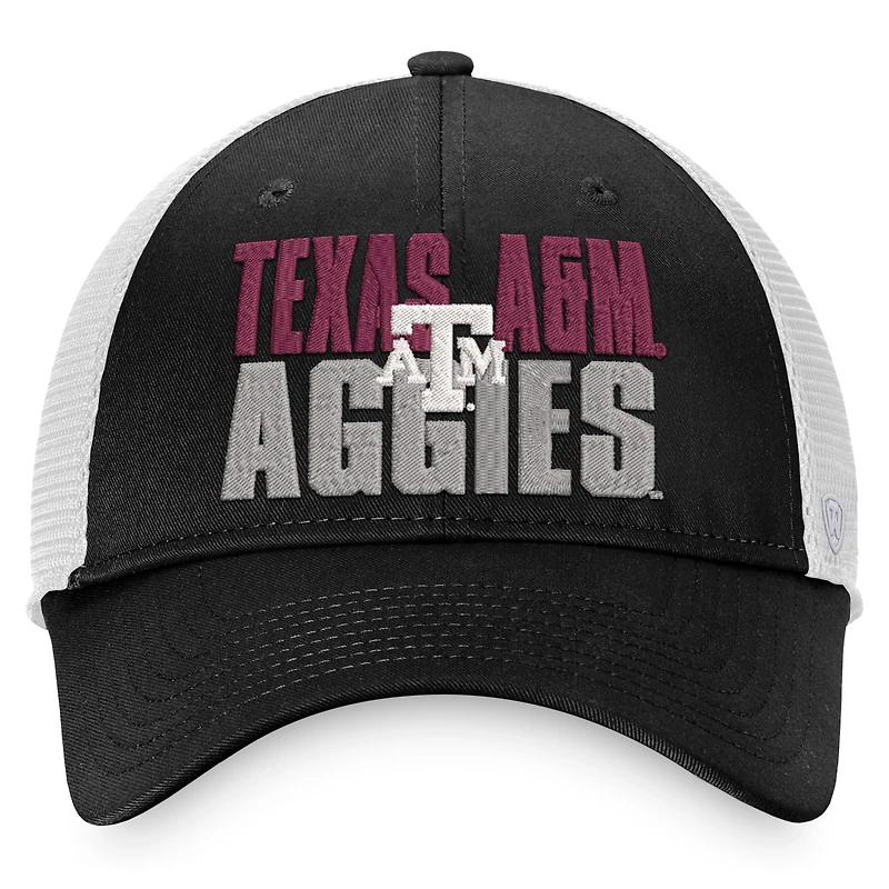 TOP TEXA&M NOIR BLANC NCAA TOP STOCKPILE TRUCKER HATMENSTR
