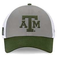 Casquette réglable pour hommes, haut du monde, gris/vert, Texas A&M Aggies OHT, badge d'appréciation militaire, camionneur