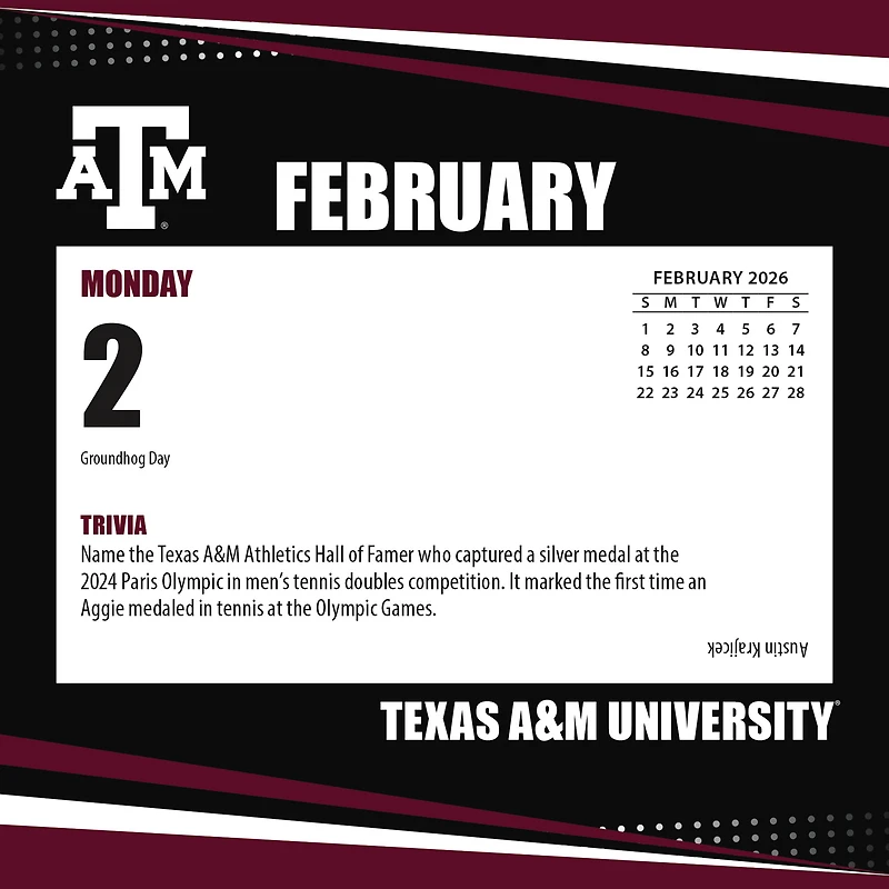 Texas A&M Aggies 2026 Box Calendar