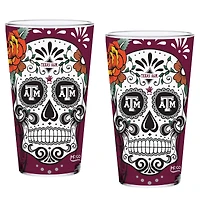 Texas A&M Aggies, paquet de deux 16 oz. Ensemble de verres à pinte Dia De Los Muertos