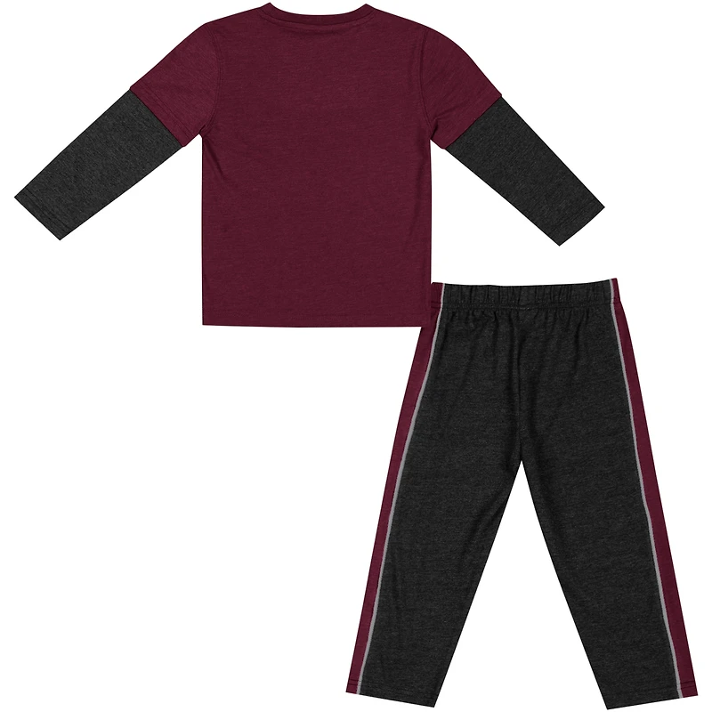 Ensemble t-shirt et pantalon à manches longues Colosseum marron/noir Texas A&M Aggies pour tout-petit