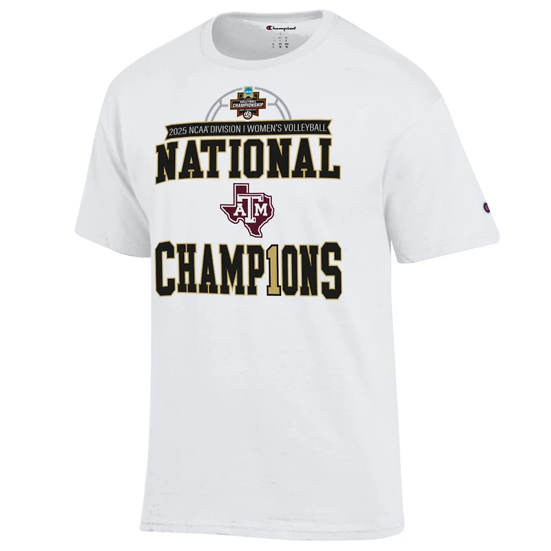 Unisex Champion White Texas A&M Aggies 2025 NCAA Women's Volleyball National Champions Locker Room T-Shirt