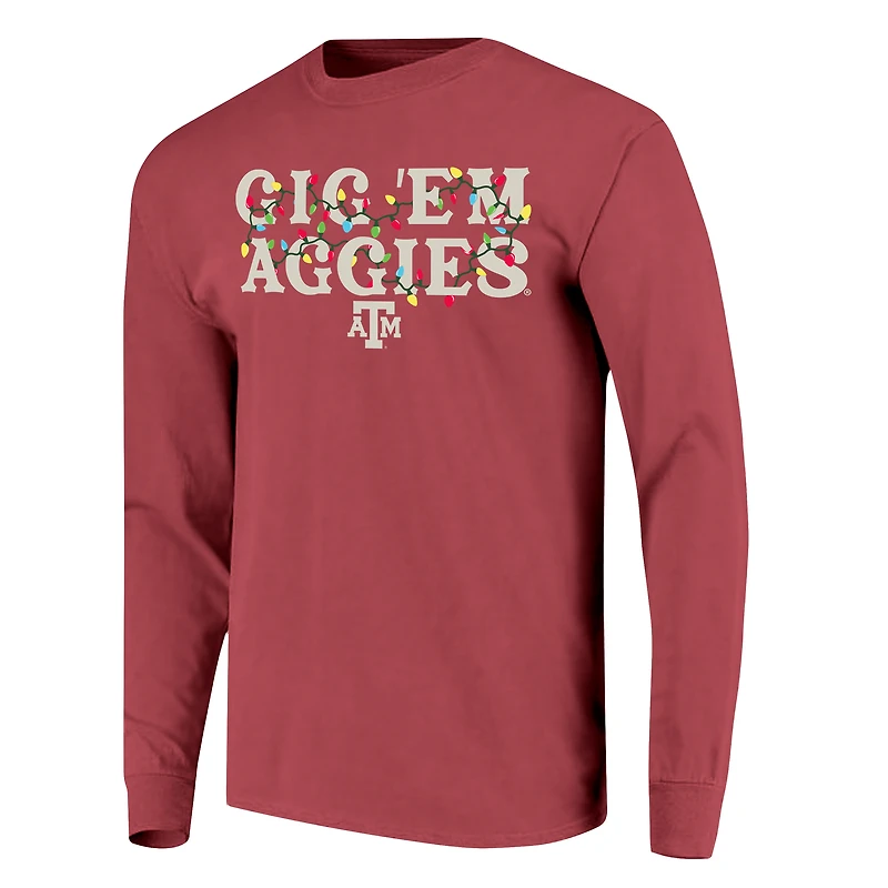 T-shirt unisexe à manches longues « Texas A&M Aggies String Lights » bordeaux, couleur confort.