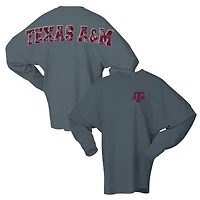 T-shirt unisexe à manches longues style preppy surdimensionné, gris, avec logo Spirit Jersey des Texas A&M Aggies
