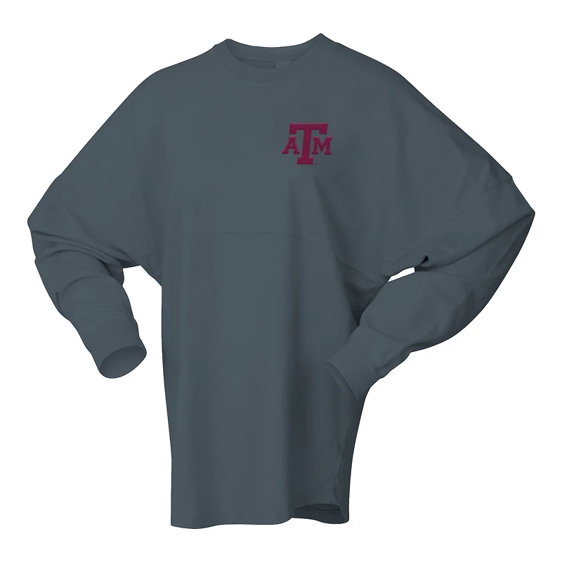 Unisex Spirit Jersey Gray Texas A&M Aggies Oversized Preppy Long Sleeve T-Shirt