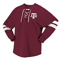 Unisex Spirit Jersey Maroon Texas A&M Aggies Lace-Up V-Neck Long Sleeve T-Shirt