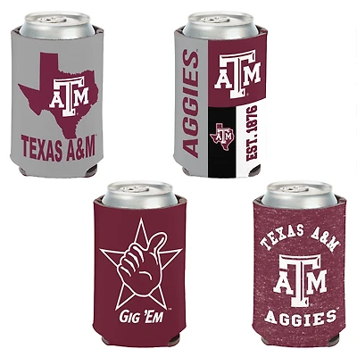 WinCraft Texas A&M Aggies, paquet de 4 12 oz. Ensemble refroidisseur de canettes