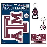Lot de 4 porte-clés et aimants WinCraft Texas A&M Aggies