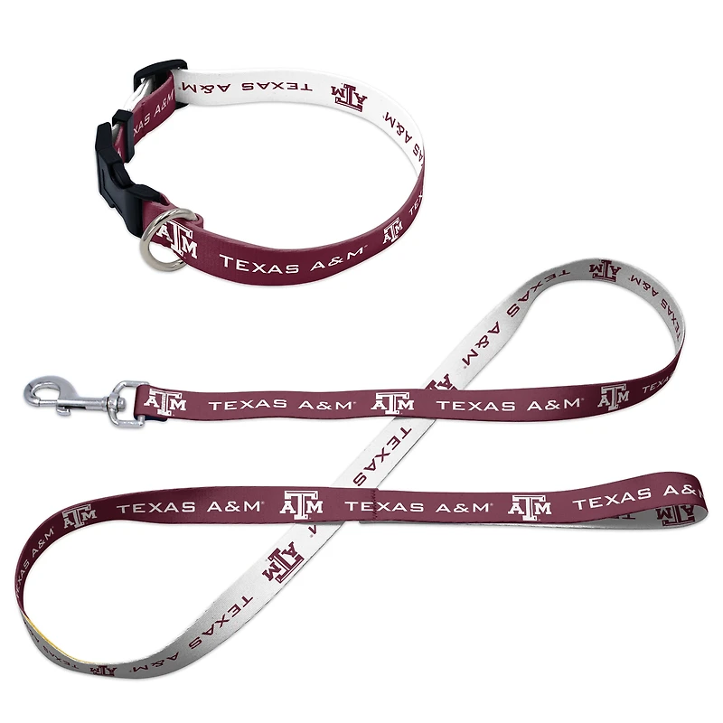 Ensemble laisse et collier pour animaux de compagnie WinCraft Texas A&M Aggies