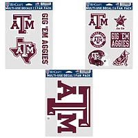 Lot de trois autocollants pour supporters des Texas A&M Aggies de WinCraft