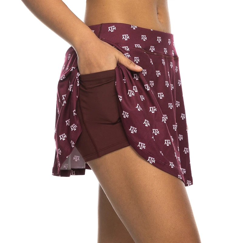 Jupe-short fluide à imprimé intégral ZooZatz pour femme, couleur marron, Texas A&M Aggies
