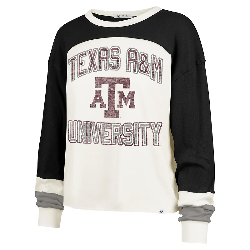 T-shirt à manches longues raglan double tête Texas A&M Aggies '47 Cream pour femme