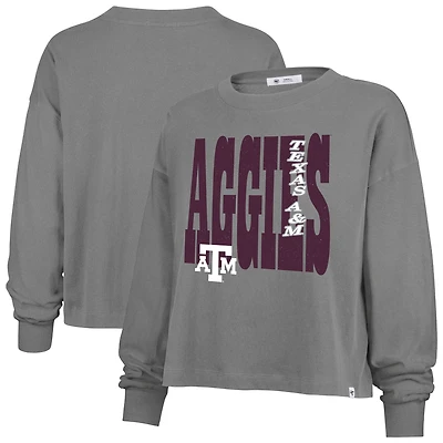 Women's '47  Gray Texas A&M Aggies Stacked Sydney Long Sleeve T-Shirt
