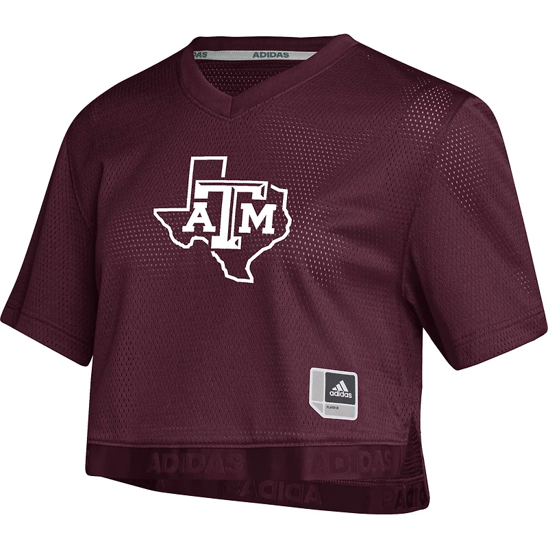 Maillot court adidas Texas A&M Aggies Primegreen à col en V pour femme