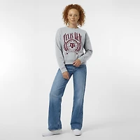 Women's Champion  Heather Gray Texas A&M Aggies Academic Crest Powerblend Crewneck Sweatshirt