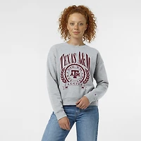 Women's Champion  Heather Gray Texas A&M Aggies Academic Crest Powerblend Crewneck Sweatshirt
