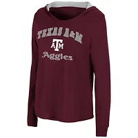 T-shirt à manches longues capuche Catalina bordeaux Colosseum pour femmes, Texas A&M Aggies