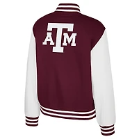 Veste polaire à boutons-pression complète pour femme Colosseum Maroon Texas A&M Aggies French Baguette