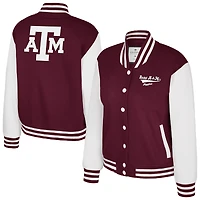 Veste polaire à boutons-pression complète pour femme Colosseum Maroon Texas A&M Aggies French Baguette